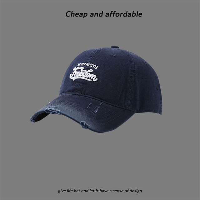 Washed Cap Letter Distressed Embroidered