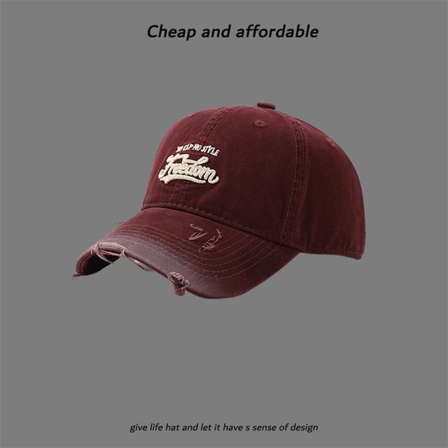Washed Cap Letter Distressed Embroidered