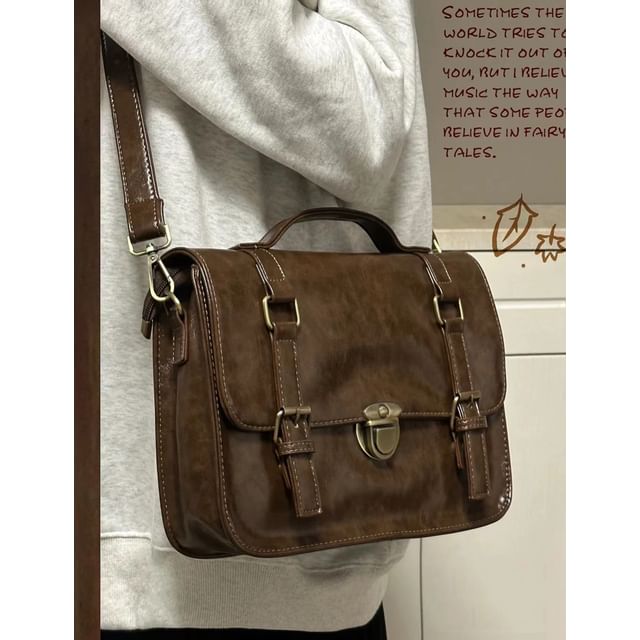 Bag Satchel Faux Plain Leather