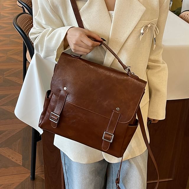 Leather Faux Backpack Satchel