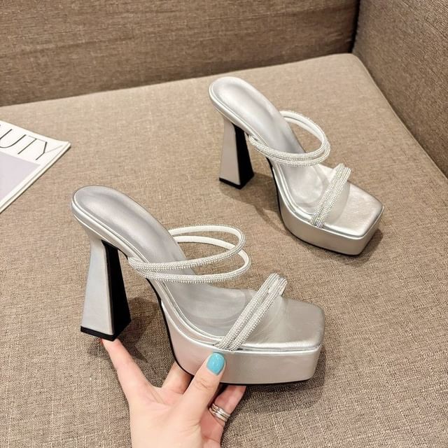 Sandals Platform Heel High Rhinestone