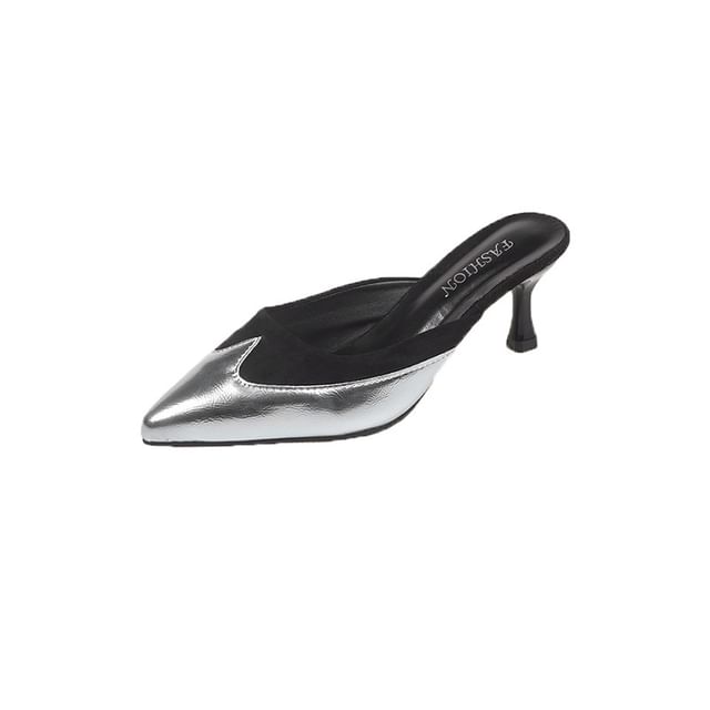 Toe Mules Tone Two Pointed Heel Stiletto