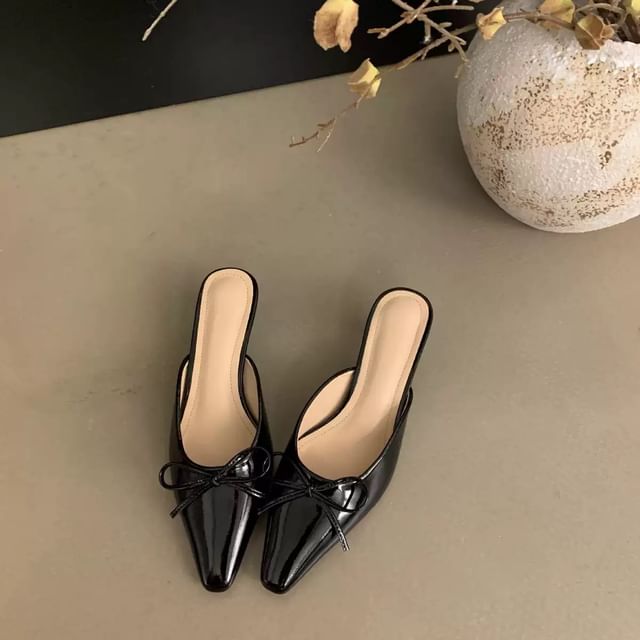 Mules Stiletto Bow Heel Toe Pointed