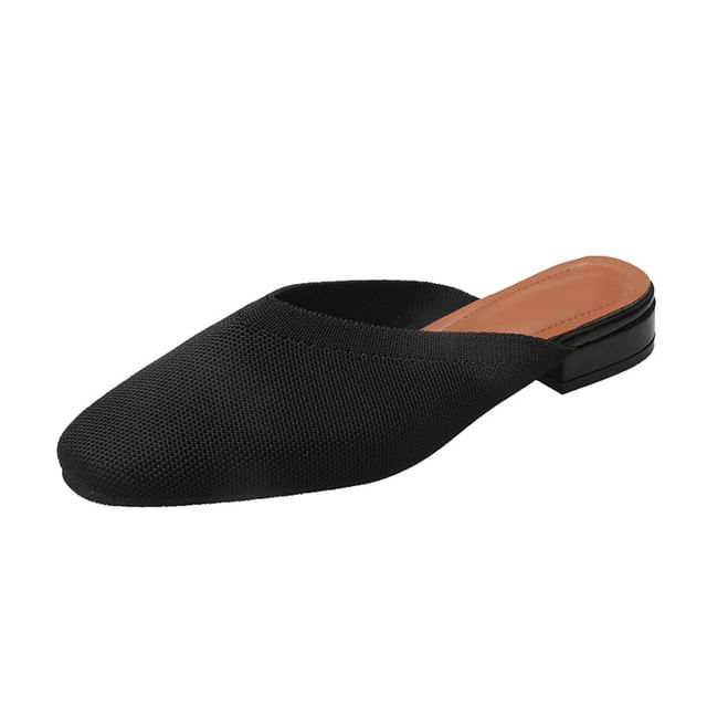 Flat Mules Two-Tone Knit