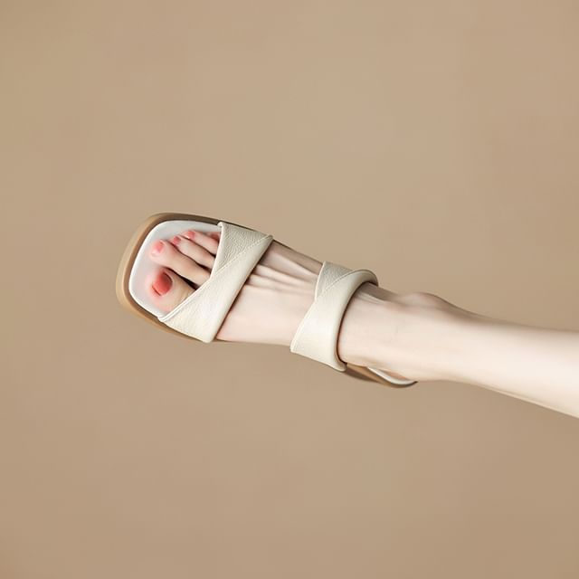 Chunky Heel Slide Sandals