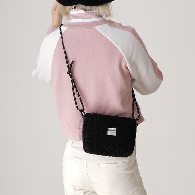 Fleece Crossbody Applique Bag