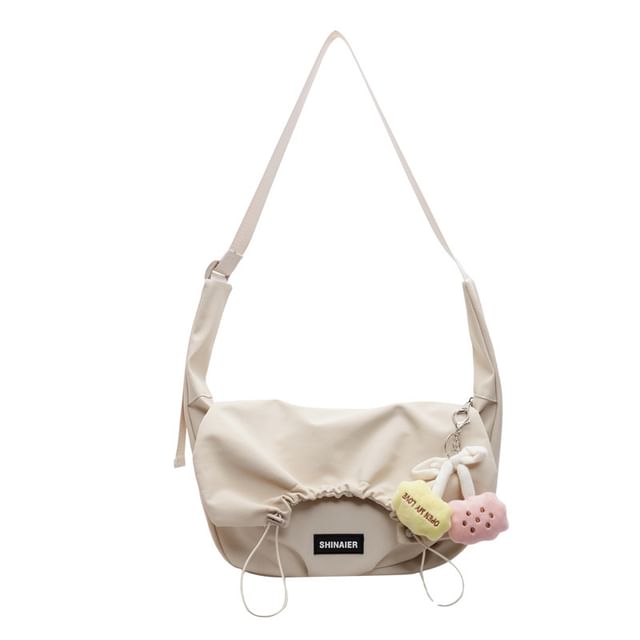 Drawstring Flap Bag Crossbody Plain