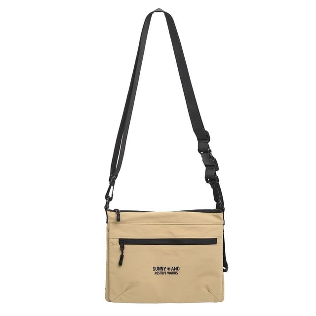 Crossbody Print Lettering Nylon Bag
