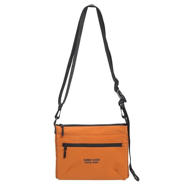 Crossbody Print Lettering Nylon Bag