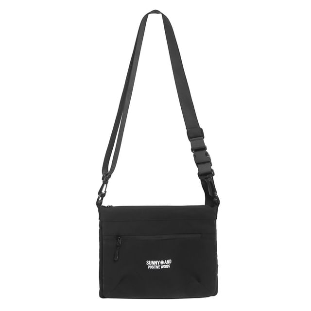 Crossbody Print Lettering Nylon Bag