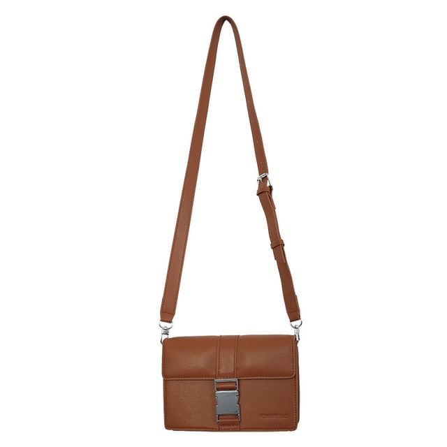 Buckled Crossbody Flap Faux Bag Plain Leather