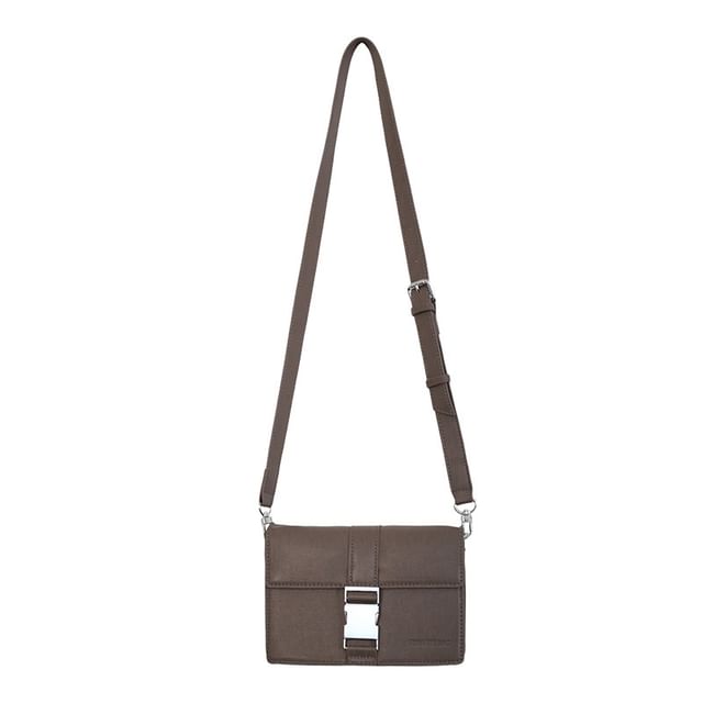 Buckled Crossbody Flap Faux Bag Plain Leather