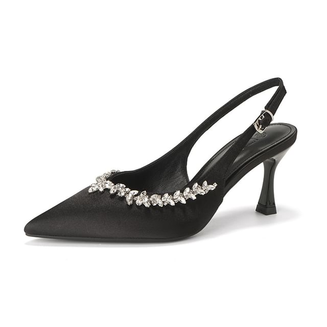 Heel Pointy Rhinestone High Sandals Slingback