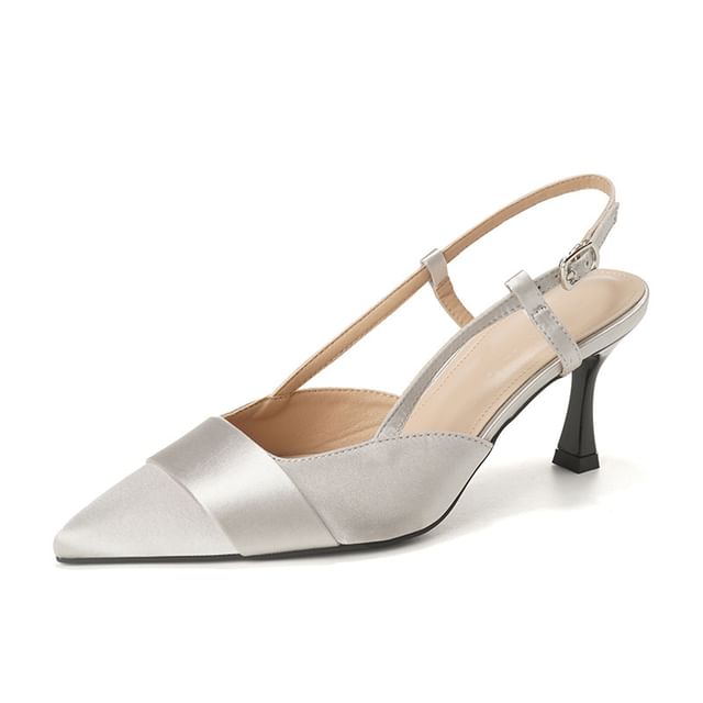 Slingback High Pointy Plain Sandals Heel