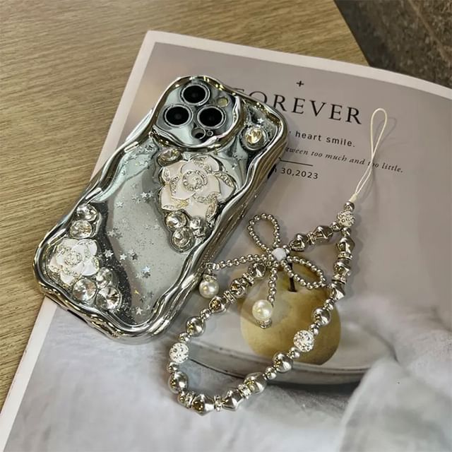 Case Floral Phone Metallic Set / Strap