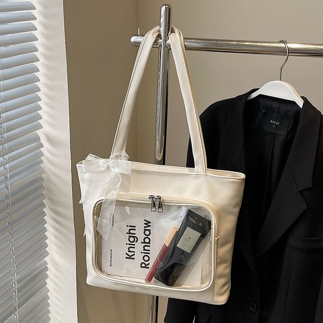 Leather Bag Faux Tote Plain PVC Panel