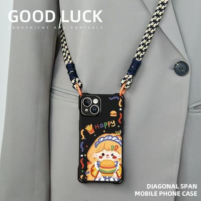 Lanyard Case / Set Strap Phone Burger Girl