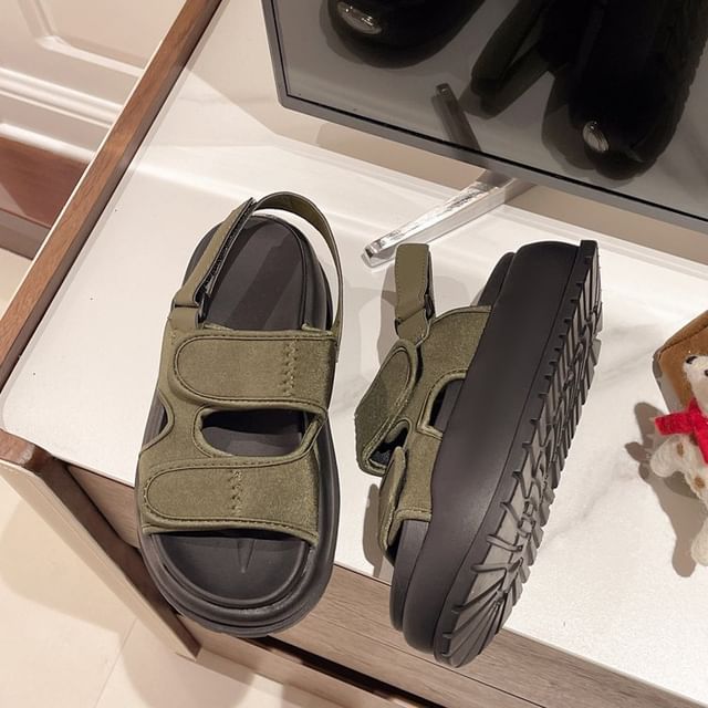 Strap Platform Sandals Adhesive Slingback Plain