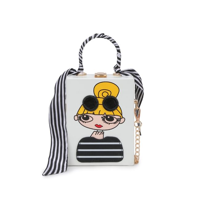 Sample Cartoon Print Chain Strap Crossbody Bag