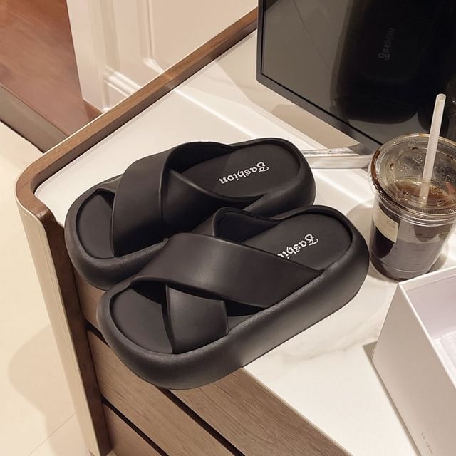 Platform Criss Slide Sandals Cross