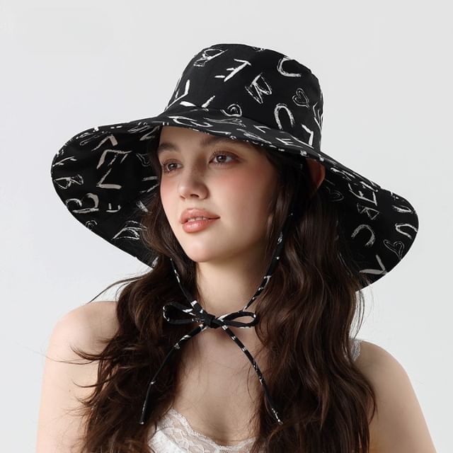 Lettering Print Boonie Hat