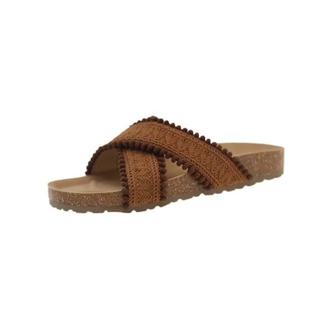 Knit Strap Cross Sandals