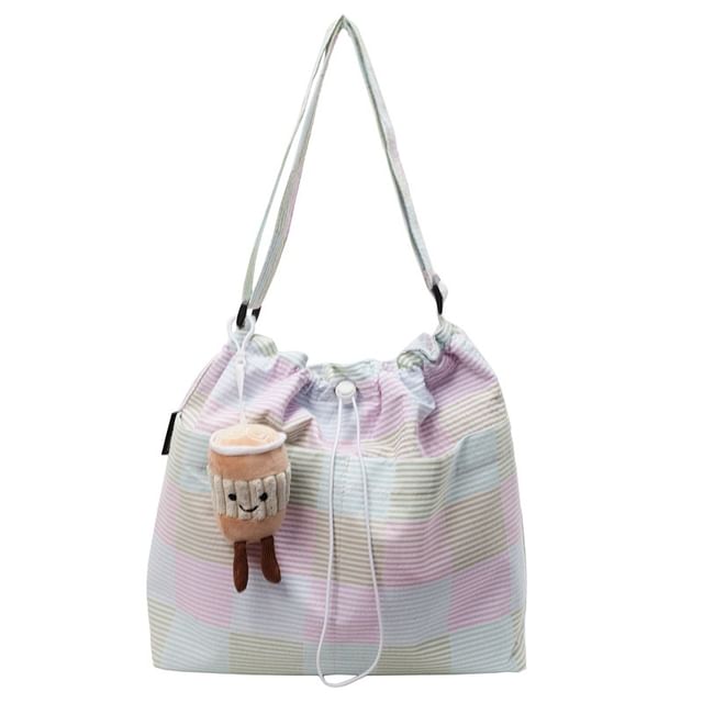 Plaid Crossbody Bag Drawstring