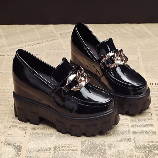Platform Wedge Loafers Hidden