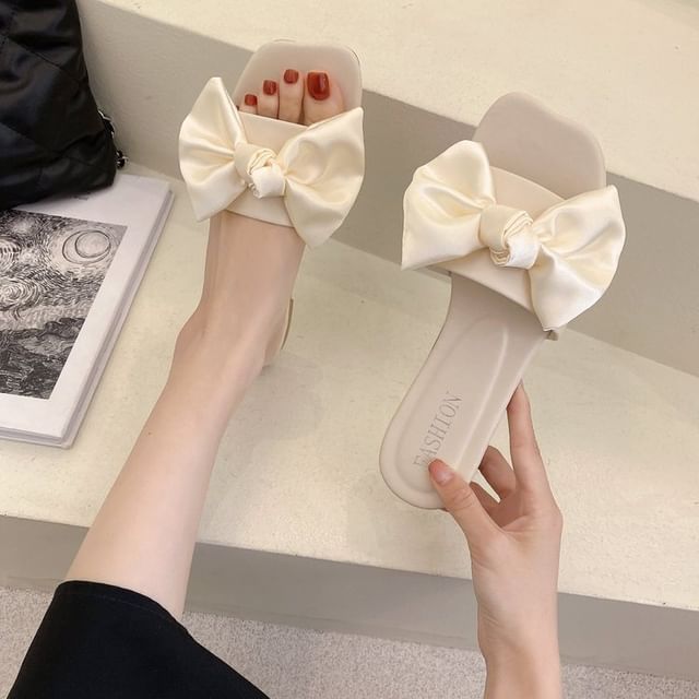 Bow Sandals Satin Slide