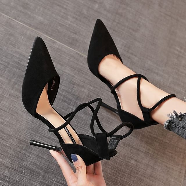 Pointed Pumps Strapped Toe Stiletto