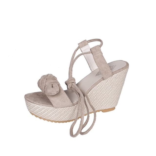 Wedge Tie-Up Sandals Platform Bow