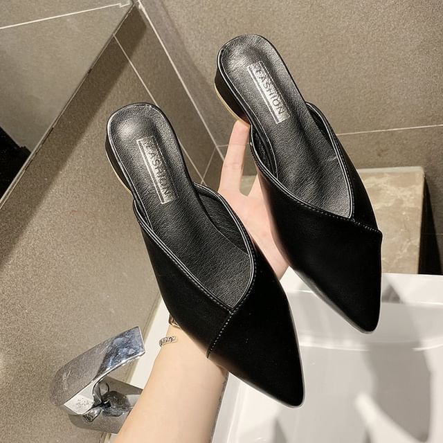 Toe Mules Pointed Faux Leather