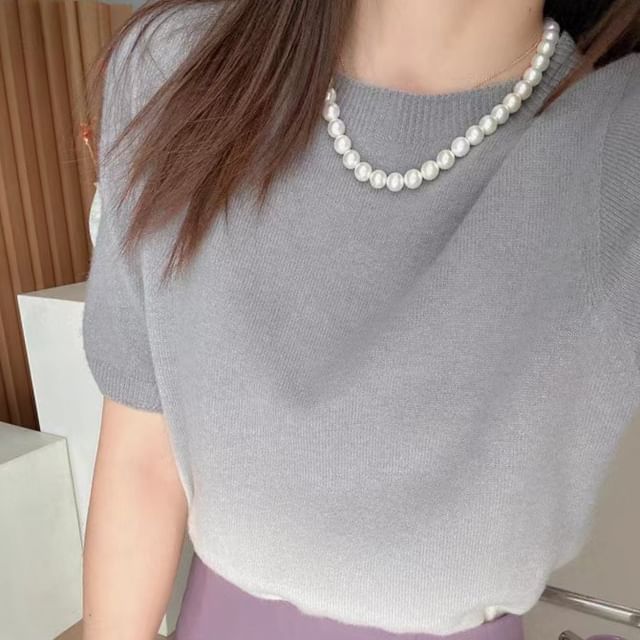 Wholesale Sample Short-Sleeve Crew Neck Gradient Knit Top