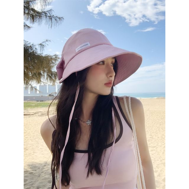 Lettering Striped Hat Applique Sun