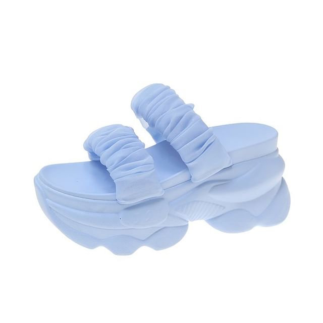 Ruched Slide Sandals Platform