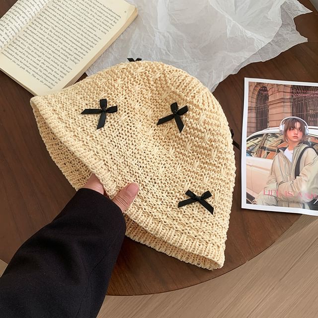 Bow Woven Cloche Hat