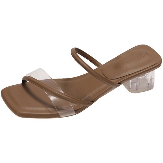 Square Heel PVC Toe Low Sandals Slide
