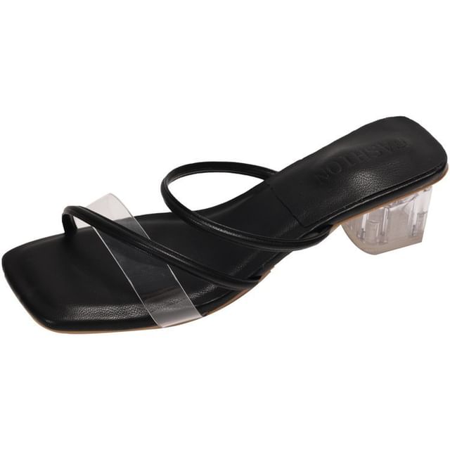 Square Heel PVC Toe Low Sandals Slide