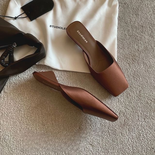 Square Toe Low Heel Mules