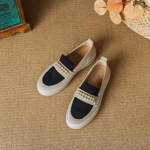 Sample Faux Pearl Platform Slip-Ons