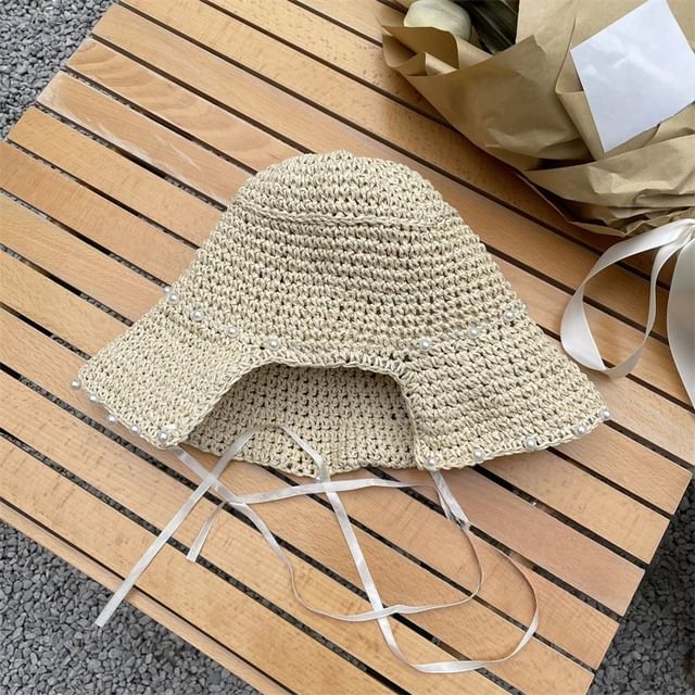 Straw Hat Cloche Lace-Up