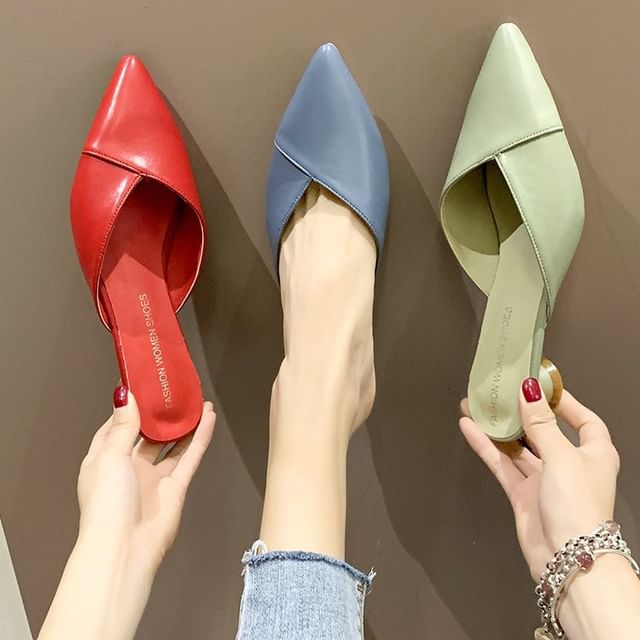 Mules Toe Kitten Pointed Heel