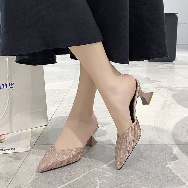 Kitten Pointed Heel Toe Mules