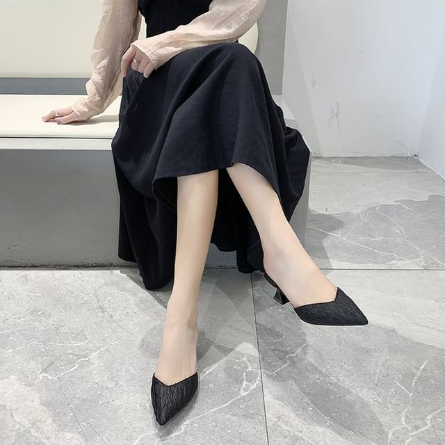 Kitten Pointed Heel Toe Mules