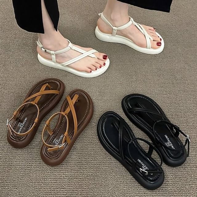 Leather Faux Sandals Platform