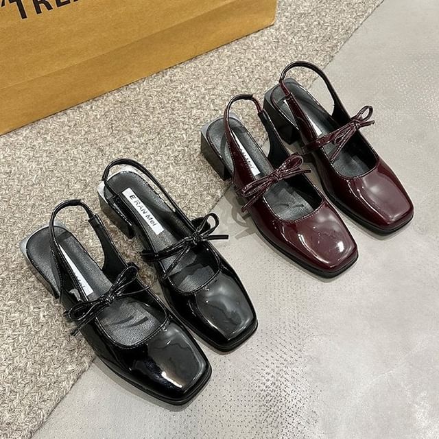 Toe Slingback Pumps Jane Mary Bow Square
