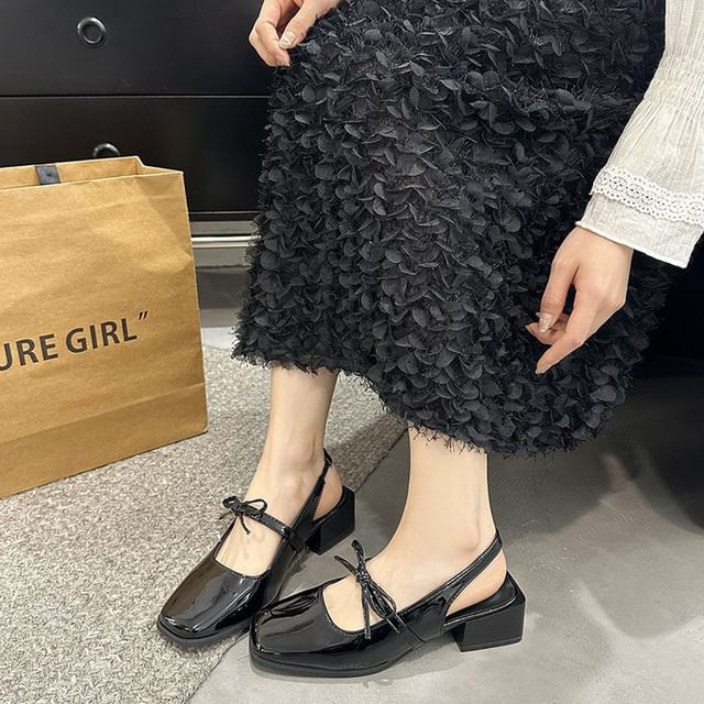 Toe Slingback Pumps Jane Mary Bow Square