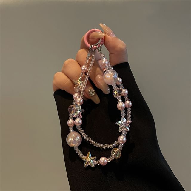 Star Lanyard Pearl Faux Phone