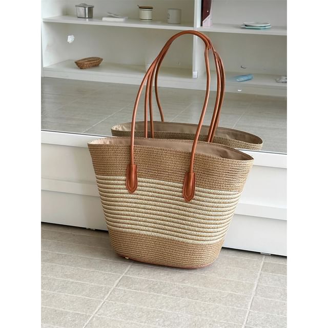 Tote Straw Striped Bag
