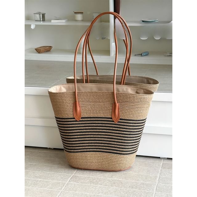 Tote Straw Striped Bag